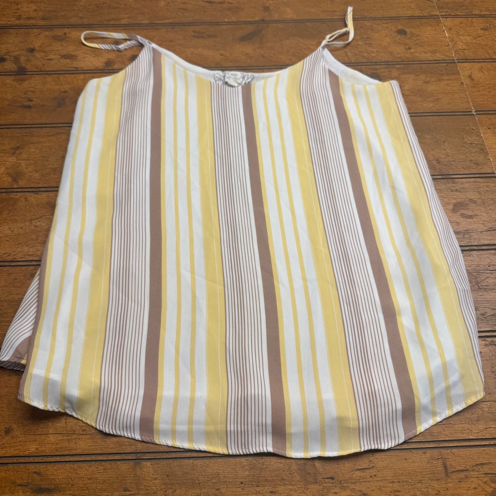 Pink Republic Striped Cami‎ Tank Top Womens Medium Yellow White Brown Casual